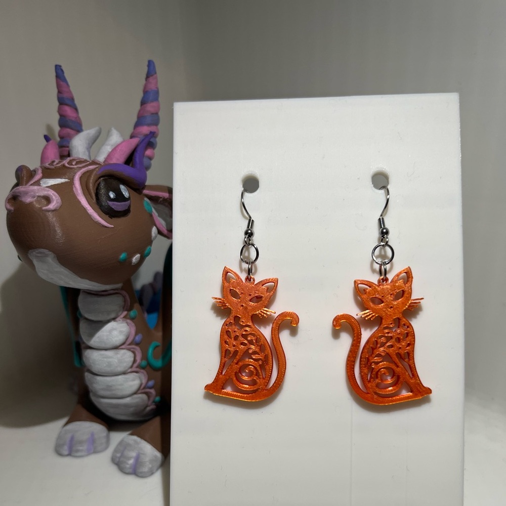 3D Printed Cat Earrings *Allergy Friendly*